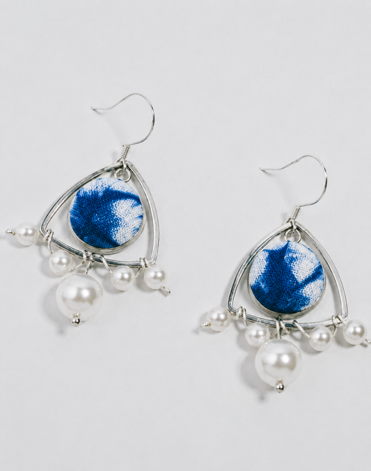 Ombre Textile Pearl Wire-Wrapped Earrings