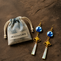 Vintage Geometric Mother-of-Pearl Tassel Earrings