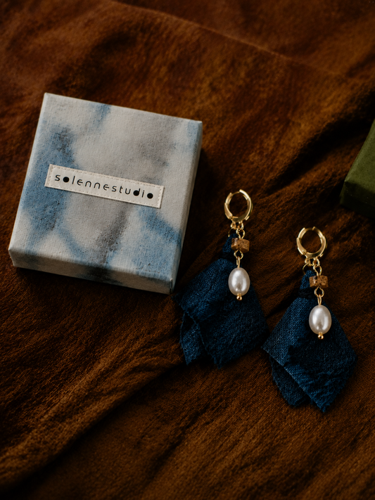 Eastern Pearl Textile Drop Earrings