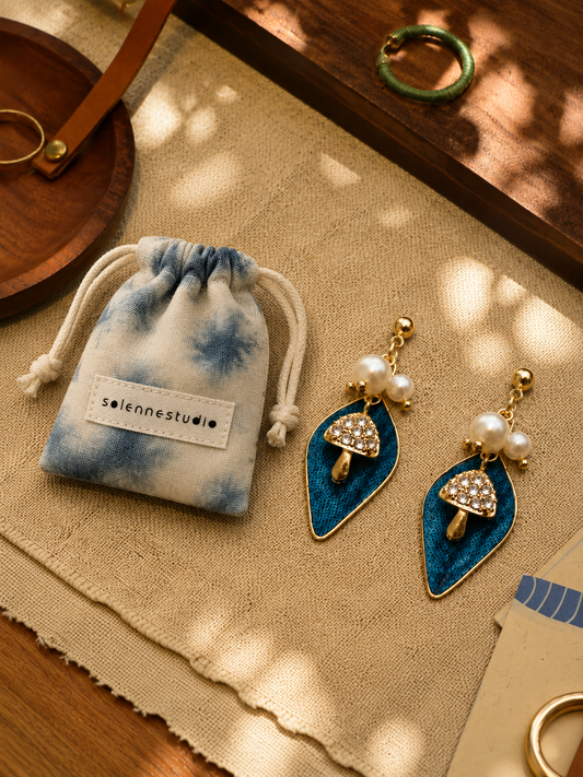 French Botanical Dye Mushroom Star Earrings