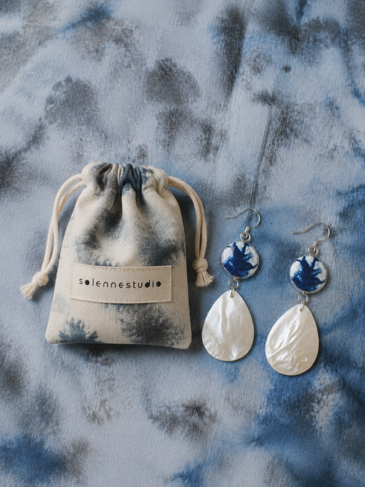 Indigo Butterfly Shell Artisan Drop Earrings