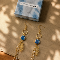 Indigo Gemstone Crystal Tassel Earrings