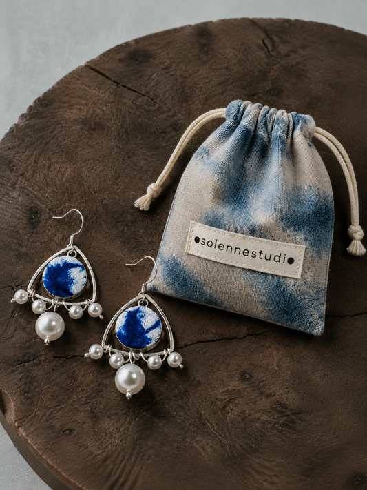 Ombre Textile Pearl Wire-Wrapped Earrings