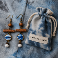 Tribal Indigo Textile Drop Earrings