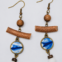 Tribal Indigo Textile Drop Earrings