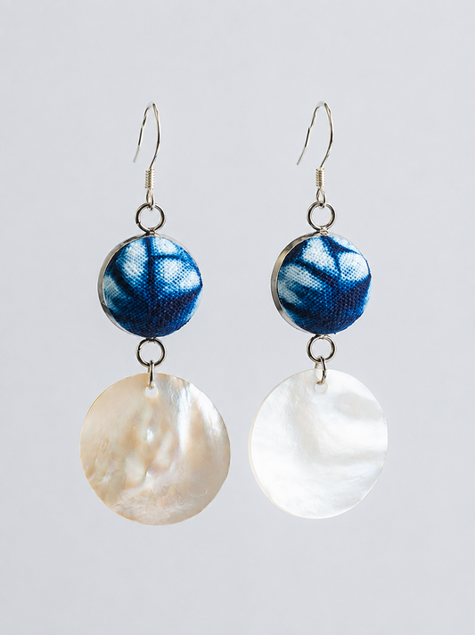 Indigo Butterfly Shell Artisan Drop Earrings