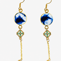 Indigo Clover Freshwater Pearl Earrings