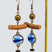 Tribal Indigo Textile Drop Earrings