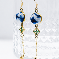 Indigo Clover Freshwater Pearl Earrings