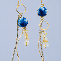Indigo Gemstone Crystal Tassel Earrings