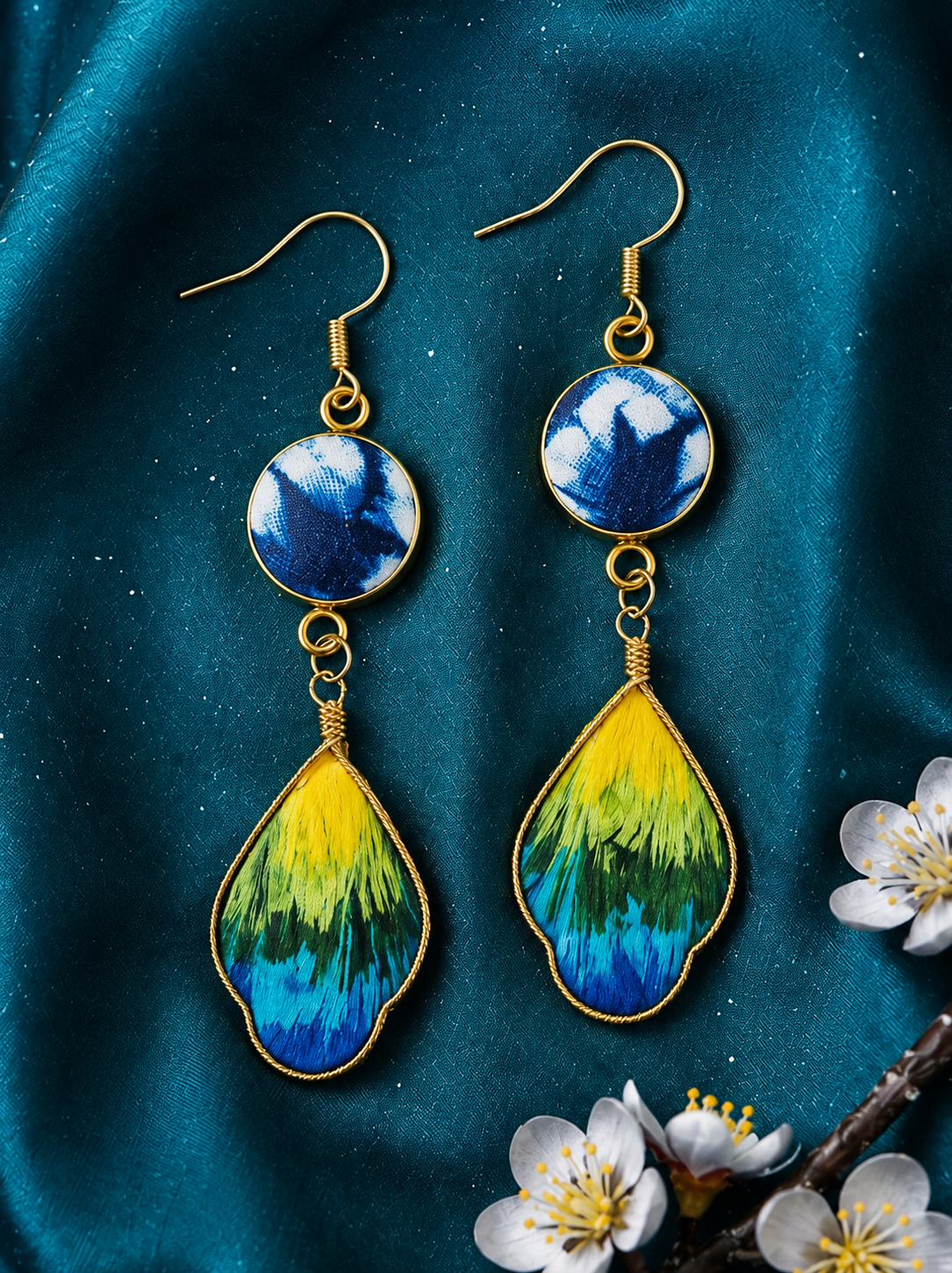 Indigo Velvet Blossom Artisan Earrings