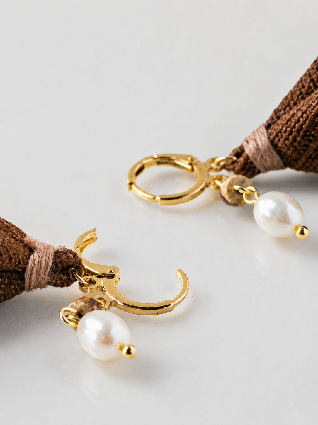Eastern Pearl Textile Drop Earrings