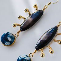Indigo Shell Wire-Wrapped Statement Earrings