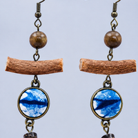 Tribal Indigo Textile Drop Earrings