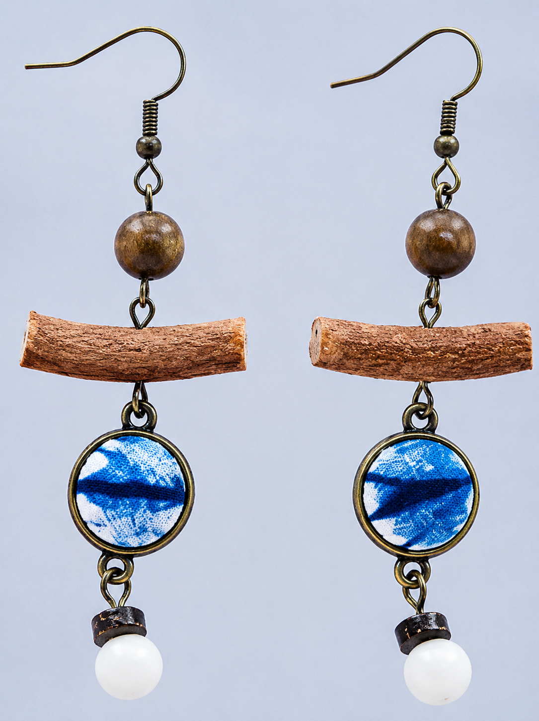 Tribal Indigo Textile Drop Earrings