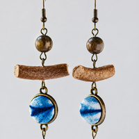 Tribal Indigo Textile Drop Earrings