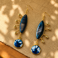 Indigo Shell Wire-Wrapped Statement Earrings