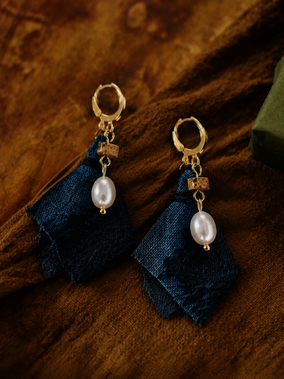 Eastern Pearl Textile Drop Earrings