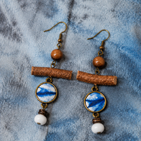 Tribal Indigo Textile Drop Earrings