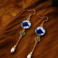 Indigo Clover Freshwater Pearl Earrings